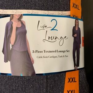 New Live2Lounge Women's 3 Piece Textured Cable Knit Lounge Set Size XXL